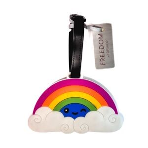 NEW - TOPSHOP Freedom Rainbow Luggage Tag Silicone Travel ID Freedom Bag Charm